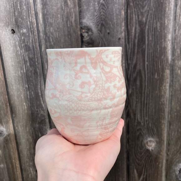 Pink and White Ceramic Anthropologie Monogram “T” Mug - Picture 3 of 10